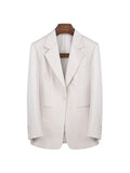 Light Taupe Notched‑Lapel Casual Blazer for Women