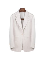 Light Taupe Notched‑Lapel Casual Blazer for Women