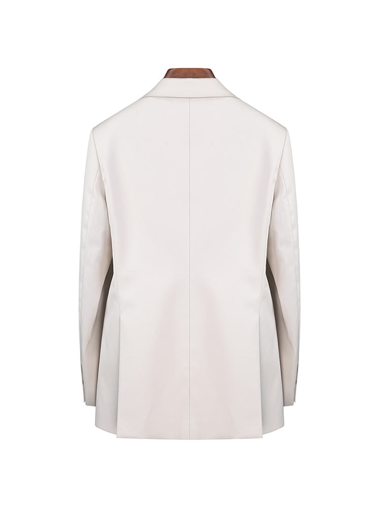 Light Taupe Notched‑Lapel Casual Blazer for Women