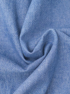 Vintage‑Wash Linen‑Cotton Zip‑Up Stand Collar Jacket Chambray Blue