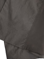 Dark Brown Waxed‑Paper Texture Stand Collar Long Trench Coat 100% Cotton