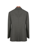 Women’s Dark Brown Wide‑Stripe Peak‑Lapel Wool Blazer | 100% Wool