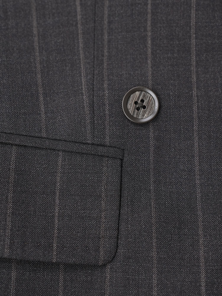 Women’s Dark Brown Wide‑Stripe Peak‑Lapel Wool Blazer | 100% Wool