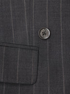 Women’s Dark Brown Wide‑Stripe Peak‑Lapel Wool Blazer | 100% Wool