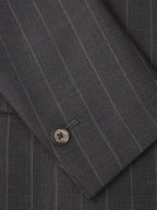 Women’s Dark Brown Wide‑Stripe Peak‑Lapel Wool Blazer | 100% Wool