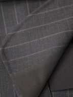 Women’s Dark Brown Wide‑Stripe Peak‑Lapel Wool Blazer | 100% Wool