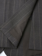 Women’s Dark Brown Wide‑Stripe Peak‑Lapel Wool Blazer | 100% Wool