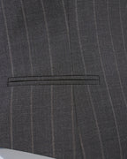 Dark brown wide-striped V-neck vest - 100% wool