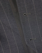 Dark brown wide-striped V-neck vest - 100% wool