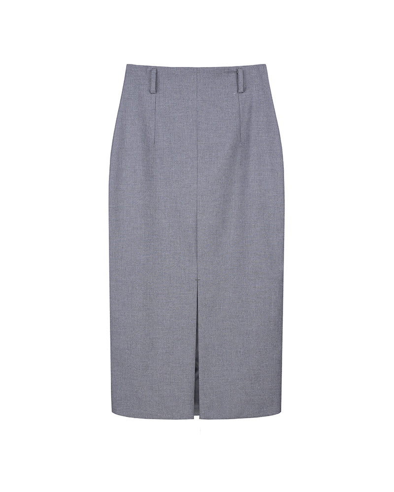 Mid-length front and back slit skirt with waist support