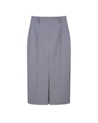 Mid-length front and back slit skirt with waist support