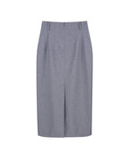 Mid-length front and back slit skirt with waist support