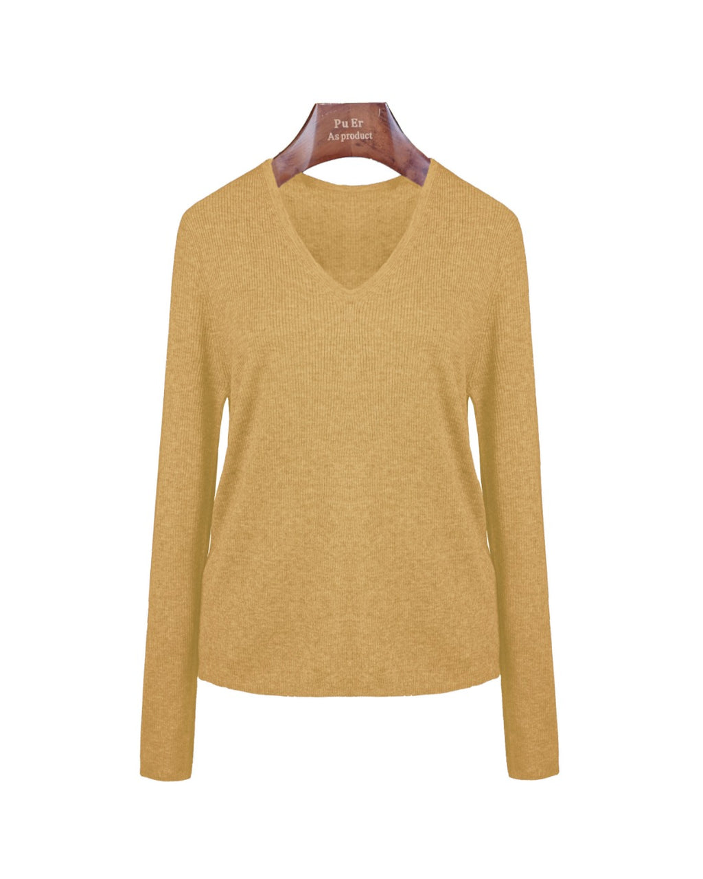 Cloud‑Soft Cashmere Acetate V‑Neck Long‑Sleeve Base Layer Top