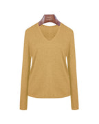 Cloud‑Soft Cashmere Acetate V‑Neck Long‑Sleeve Base Layer Top