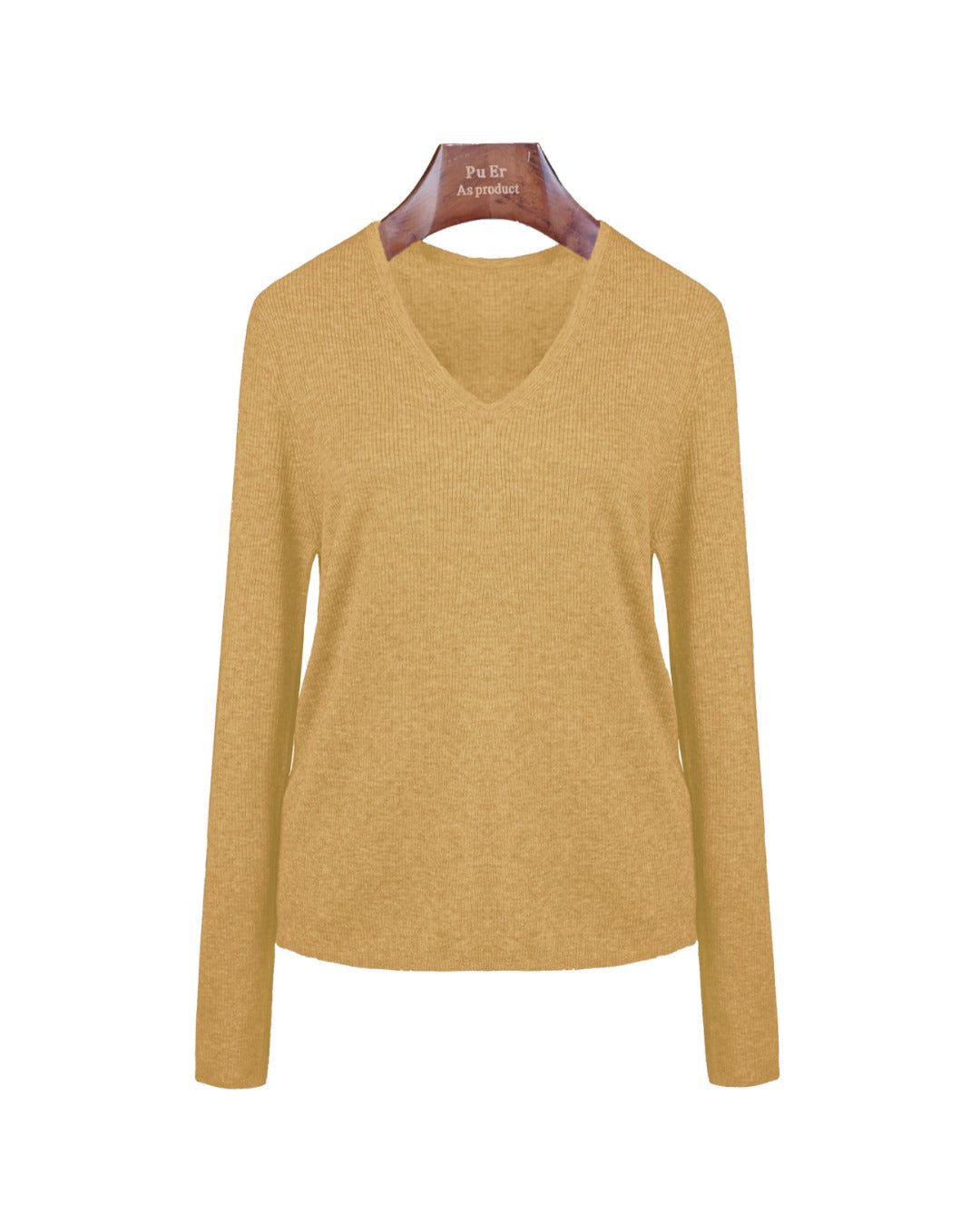 Cloud‑Soft Cashmere Acetate V‑Neck Long‑Sleeve Base Layer Top