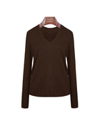 Cloud‑Soft Cashmere Acetate V‑Neck Long‑Sleeve Base Layer Top