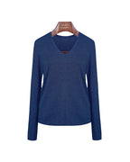 Cloud‑Soft Cashmere Acetate V‑Neck Long‑Sleeve Base Layer Top