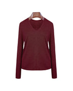 Cloud‑Soft Cashmere Acetate V‑Neck Long‑Sleeve Base Layer Top