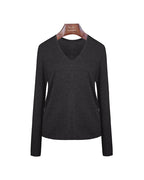Cloud‑Soft Cashmere Acetate V‑Neck Long‑Sleeve Base Layer Top