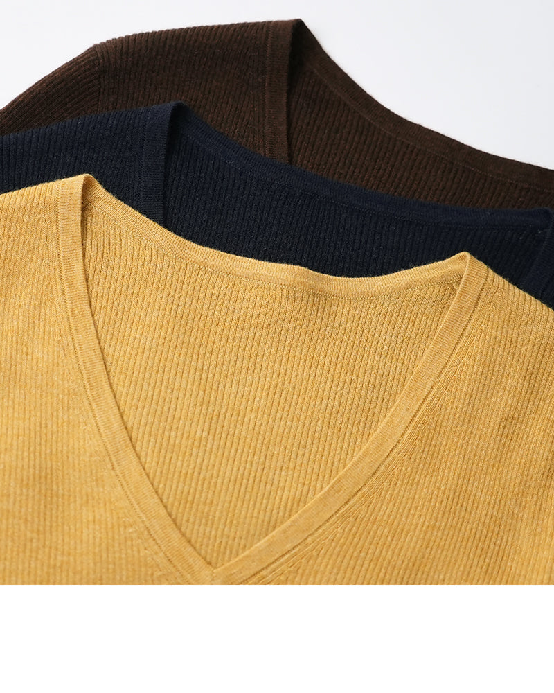 Cloud‑Soft Cashmere Acetate V‑Neck Long‑Sleeve Base Layer Top