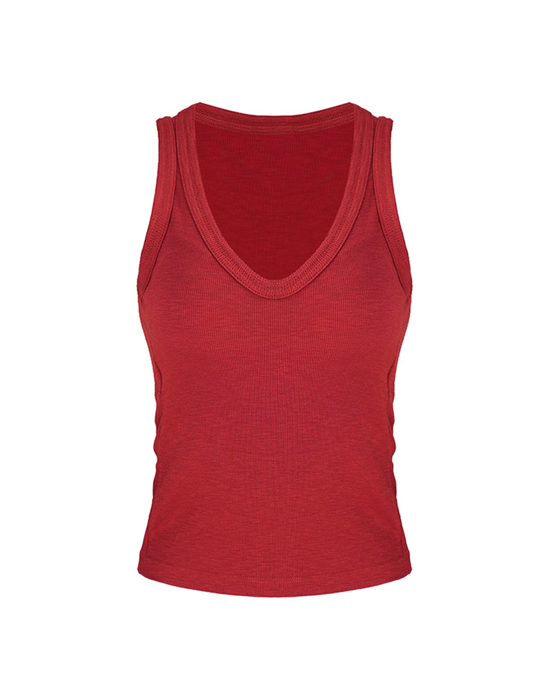 Minimal Deep V‑Neck Ribbed Layering Tank Top