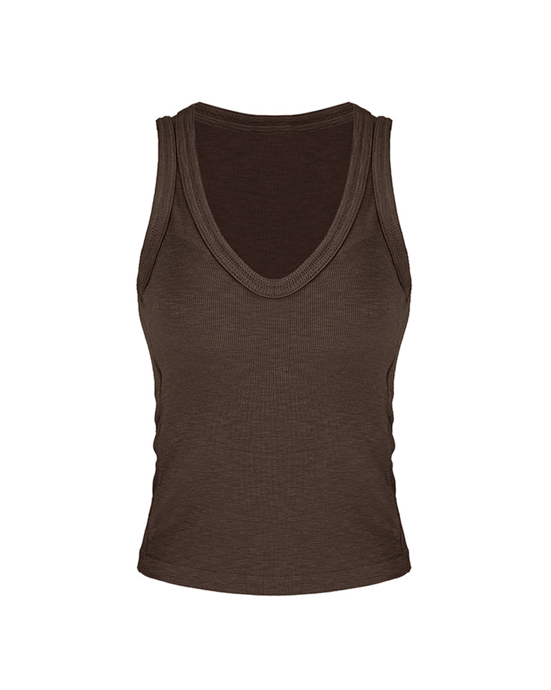 Minimal Deep V‑Neck Ribbed Layering Tank Top