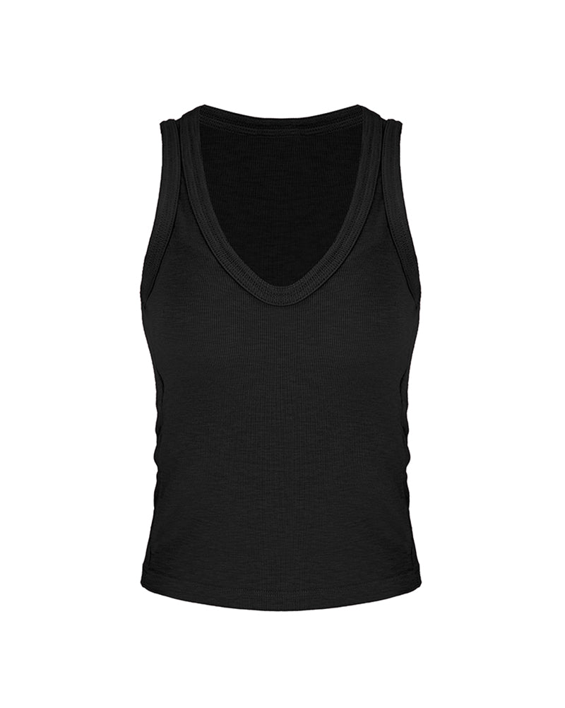 Minimal Deep V‑Neck Ribbed Layering Tank Top