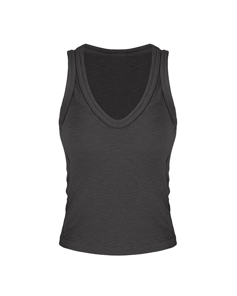Minimal Deep V‑Neck Ribbed Layering Tank Top