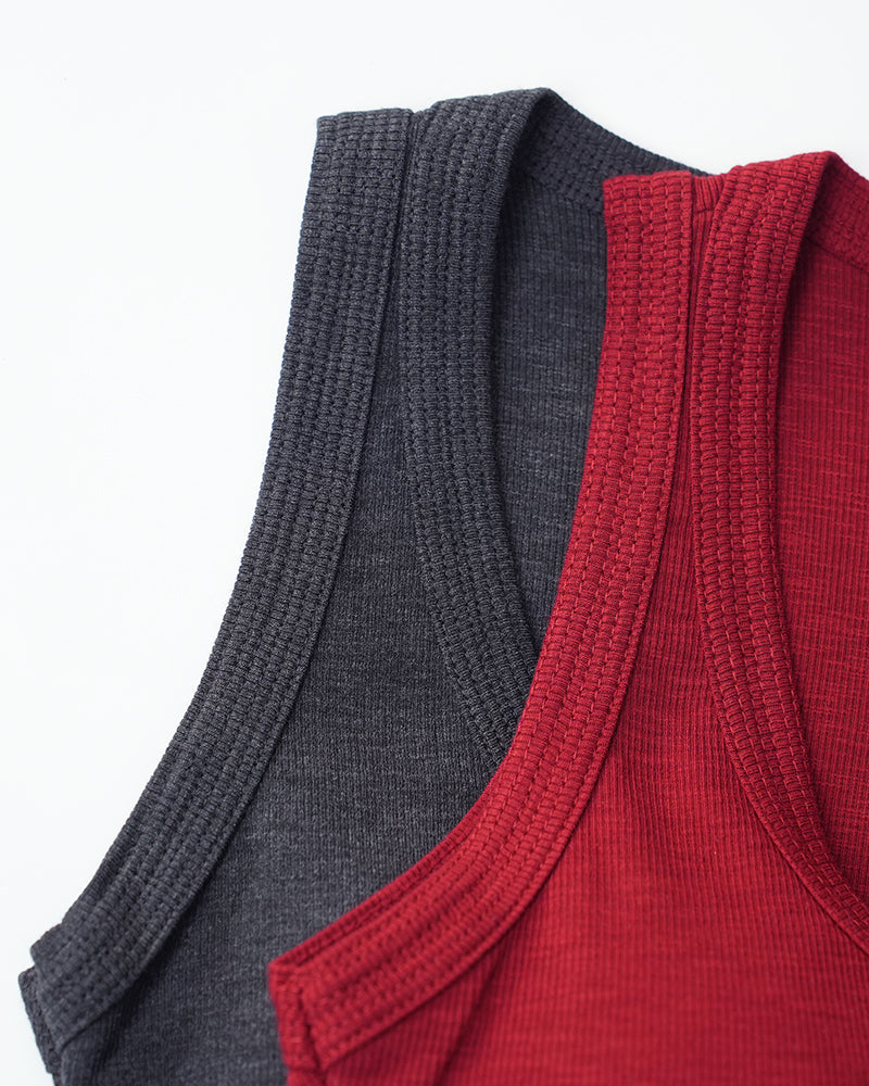 Minimal Deep V‑Neck Ribbed Layering Tank Top