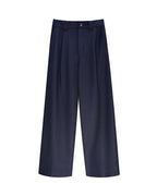 Heavy‑Weight Acetate‑Wool Single‑Pleat Straight‑Leg Trousers