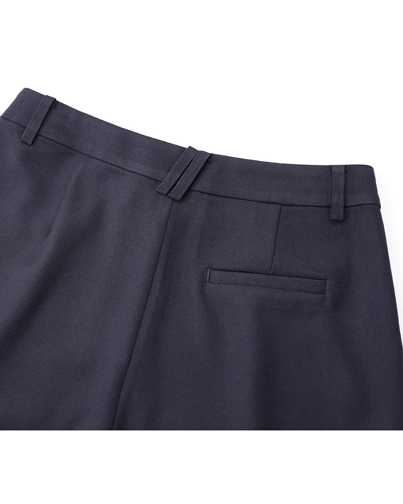 Heavy‑Weight Acetate‑Wool Single‑Pleat Straight‑Leg Trousers
