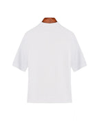 Mock‑Neck Wool‑Cotton‑Modal Soft Elbow‑Sleeve T‑Shirt Top