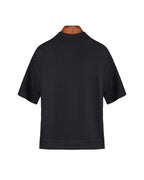 Mock‑Neck Wool‑Cotton‑Modal Soft Elbow‑Sleeve T‑Shirt Top