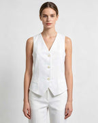 Lightweight Breathable Tencel Linen Blend White Vest