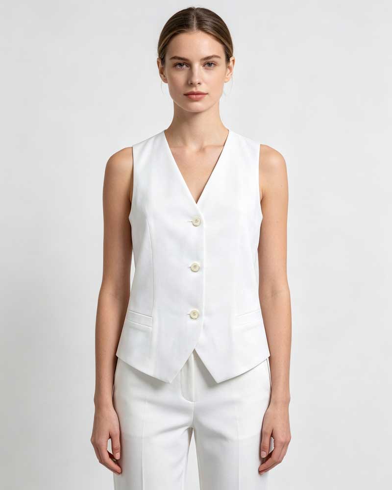 Lightweight Breathable Tencel Linen Blend White Vest