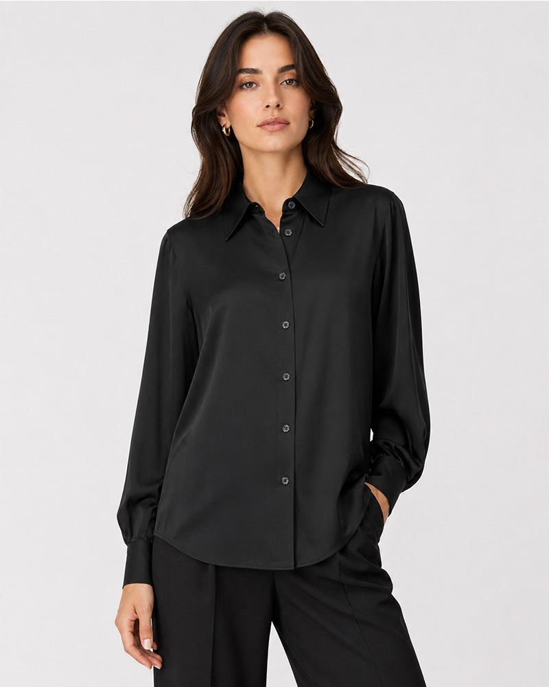 Black Bamboo Cotton Stretch Tailored Shirt Suitpure