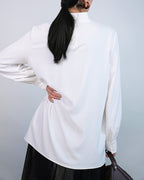 Mandarin Collar Pullover Blouse with Puff Sleeves Suitpure