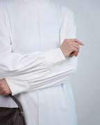 Mandarin Collar Pullover Blouse with Puff Sleeves Suitpure