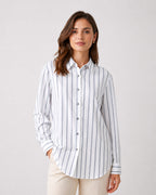Striped Tencel Cotton Lapel Collar Shirt Suitpure