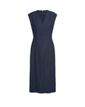 Navy Sleeveless V-Neck Midi Sheath Dress